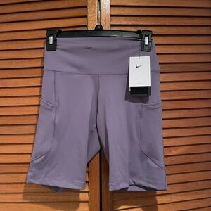Nike One Dri-Fit Purple High Rise 8” Length Athletic Biker Shorts Sz S NWT